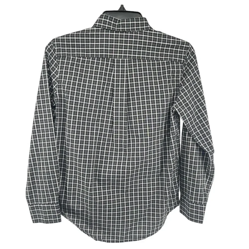 Ralph Lauren Boy’s Black White Gingham Long Sleeve Button Front Top Size 10/12